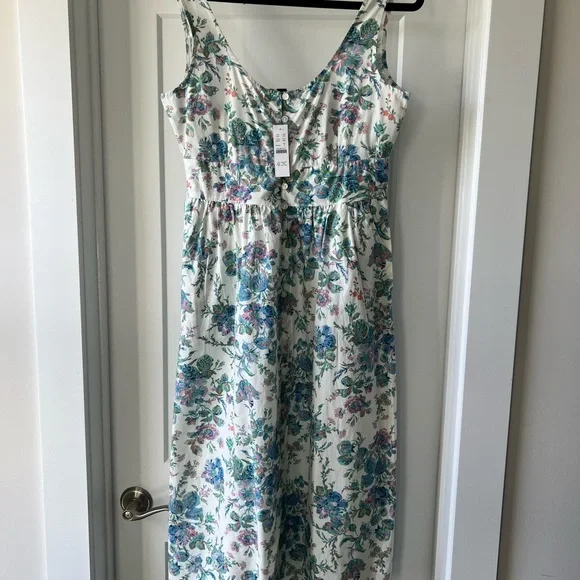J. Crew Button-front cotton poplin dress in English garden